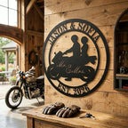 Personalized Biker Couple Metal Sign, Custom Motorcycle Rider Wall Art For Decor,Anniversary Wedding Gift Motorcylce,Biker Couple Gift - Image 3