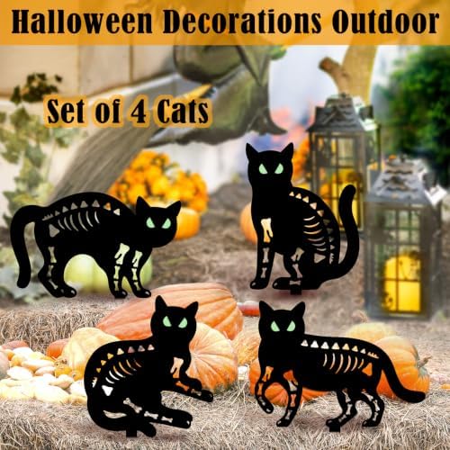 Halloween Decorations Outdoor,4 Pack Black Cat Silhouette Garden Stakes - Image 5