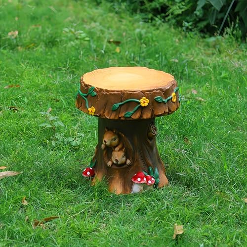 14”H Resin Fairytale Squirrel Statue Mushroom Stool Garden Decor - Image 5