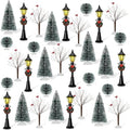 32 PCS Christmas Figurine Village Accessories, Mini Street Light Models with Brush Trees, Miniature Christmas Pathway Street Lamps Lantern Post for DIY Micro Landscape Fairy Garden by KVCSYAW