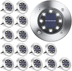 LYHOPE Solar Ground Lights Outdoor, 16 Pack 8 LED Solar Disk Lights - Image 2