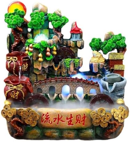 Tabletop Waterfall Tabletop Fountain Resin Rockery Flowing Water Fountain Alpine Flowing Water Lucky Decorative Ornaments Tabletop Water Fountain (A) by Unknown