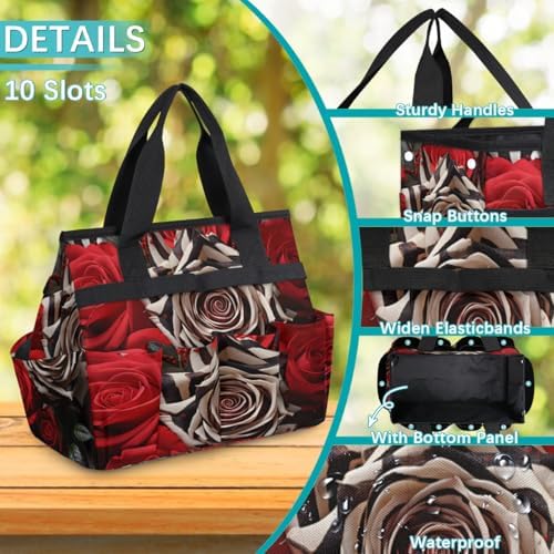 Rose Zebra Print Garden Tool Bag Organizer Heavy Duty Flower Gardening Tote Bag with 10 Pockets for Women Men Gardening Gifts - Image 5