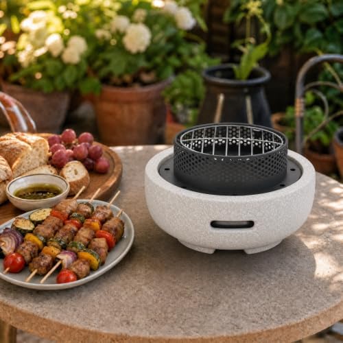 Table Top Firepit Mini Small Safer Burning Wood Pellet Fire Pit (Round) - Image 2