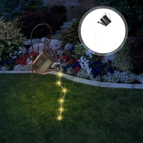 Garneck Solar Watering Can Lawn Lamp Outdoor LED Solar Garden Lights Decorative Black Iron Patio Yard Pathway Lighting - Image 5