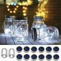 Solar Mason Jar Lights, 12 Pack 30 LED Waterproof Lid Light with Hangers (No Jar), Fairy Firefly Outdoor String Lights for Regular Mason Jar, Patio, Yard, Garden, Wedding Decoration (Cold White) by Cynzia