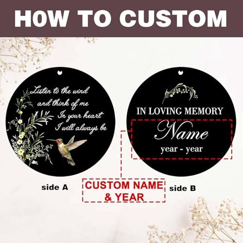 Personalized 32" Wind Chimes for Outside, Memorial Gifts with Hummingbirds - Image 3