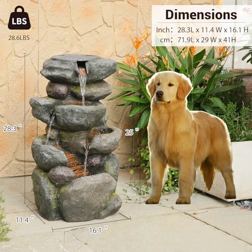 Sunlinua 29H Realistic Rock Cascading Outdoor Water Fountain with 4 Tiers - Image 2