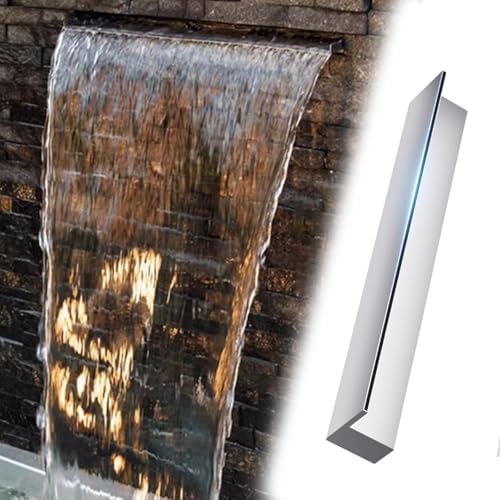 Outdoor Pool Fountain Waterfall - 36" Recessed Wall Spillway for Garden, Backyard, Park Pond Features - Silver, Elegant Water Feature for Relaxation and Landscaping by Unknown