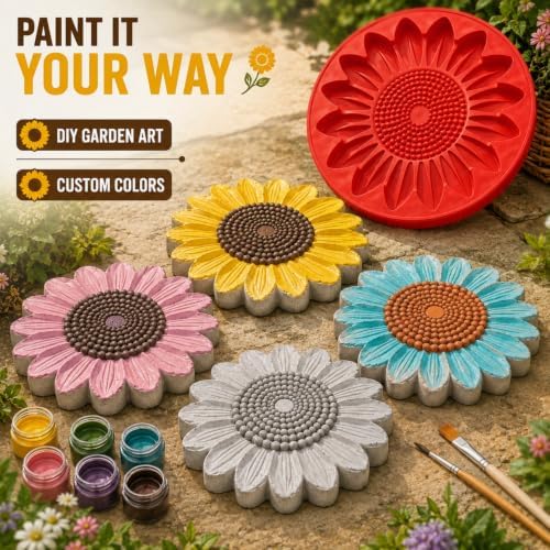 Concrete Stepping Stone Molds, 15 Inch Round Garden Paver Mold，Snowflake - Image 5