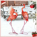 Garden Statues Large Metal Flamingo Sculptures, Set of 2 Red - Image 6