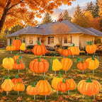 12 Pcs Thanksgiving Pumpkin Yard Sign with Stakes, Fall Garden Lawn Stakes by Sintuff