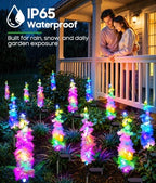 KOOPER Solar Lights Outdoor Garden Decor, 4 Pack Upgraded Delphinium Solar Garden Lights with 36 Colorful LEDs, Vivid Flowers Outdoor Waterproof for Landscape Patio Yard Decor - Image 3