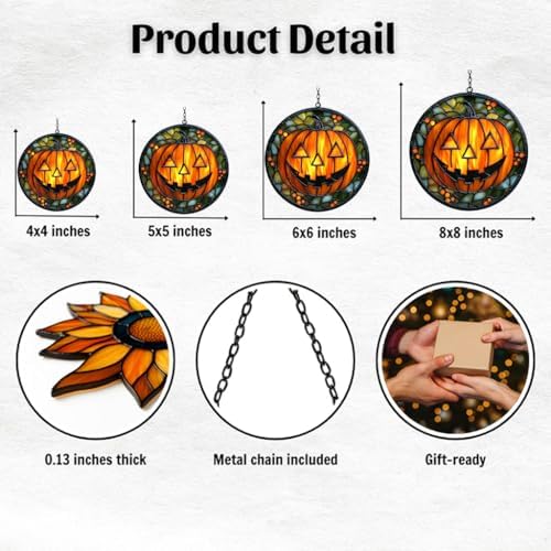 Jack-o'-Lantern Tiffany Style Acrylic Suncatcher - Image 2