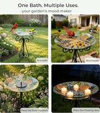 Large Glass Bird Bath with Metal Stand, Pineapple - Image 7