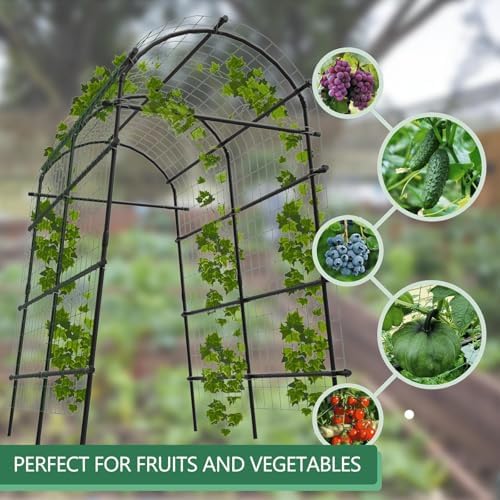 Garden Arch Trellis, 7.5FT Extra Tall Polyethylene-Coated Stainless Steel Garden Trellis for Cucumbers, Melons, Vegetables, Peas, Tomatoes & Climbing Vegetables, Outdoor Rust-Resistant Trellis - Image 6