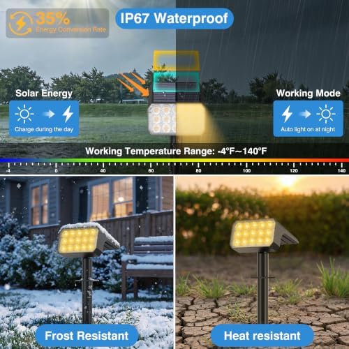 Solar Spot Lights Outdoor Waterproof, 10 Pack, 75 LED Warm White - Image 3