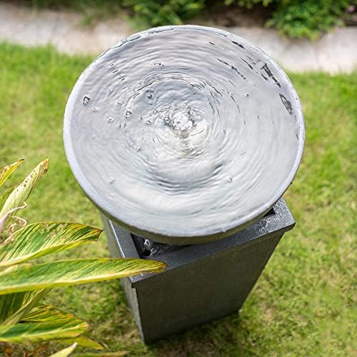 35.5 Inch Polyresin Zen Bowl Fountain, Outdoor Water Feature for Garden - Image 6