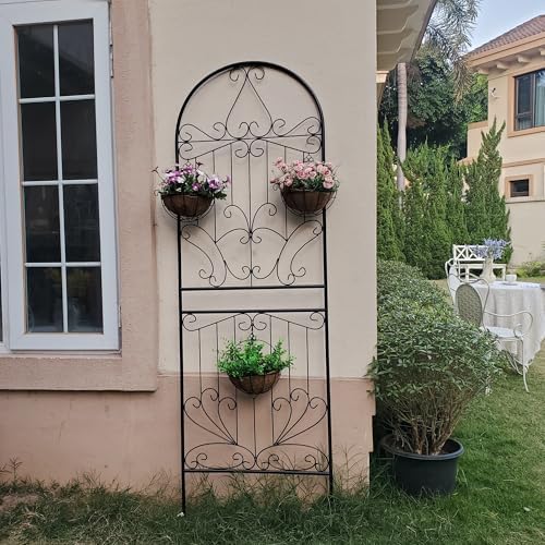 Metal Trellis 82.7" H x 26.7" W Powder-Coated Black Attractive Plant Support Garden Trellis Stylish Garden Addition Lattice Outdoor Yard Décor Roses Vine Ivy Clematis Trellises Black 1 Pack - Image 5