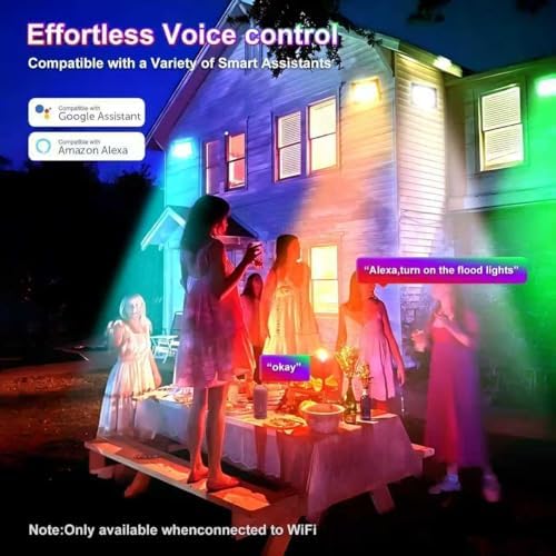 RGBCW LED Floodlight Outdoor 100W,Smart Colour Changing Wall Washer With APP Control/Music Sync/Timer/Dimmable/500W Equivalent/IP66 Waterproof Disco Light For Party,Garden,Halloween(1pcs,100W) - Image 4