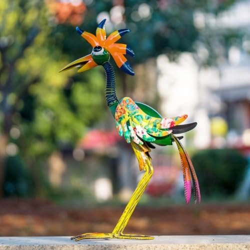 24'' Metal Wacky Peacock Garden Statues Outdoor Decor, Rooster Decor Chicken Yard Sculptures Art Decoration for Home Outsiede Patio Lawn Backyard, Gift for Women Lovers Moms(Red & Green) - Image 3