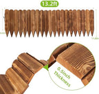 LINSHRY Wood Garden Fence, 11.8in H x 13.2ft L Flower Bed Edging Borders - Image 2