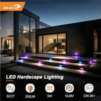 7 Inch RGB LED Retaining Wall Lights, 2700K-5000K Selectable, 12-24V 5W 200LM Low Voltage Paver Lights, IP65 Waterproof LED Landscape Hardscape Light, ETL Listed, 12PK - Image 2