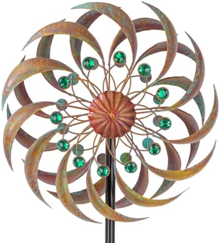 VEWOGARDEN Garden Metal Wind Spinners Outdoor Kinetic Wind Sculptures & Spinners for Yard Lawn Patio Decorations, Copper Green by VEWOGARDEN