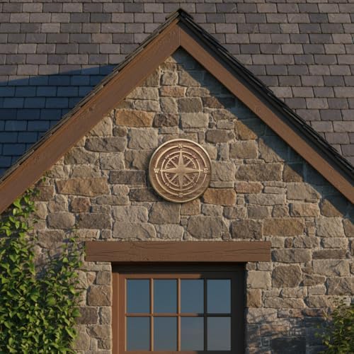Plaque Solid Brass Compass Rose Wall Antique Nautical Navigation Decor with Engraved N S E W Directions | Vintage Rustic Maritime Wall Art for Home, Office, Patio & Outdoor Gift (5"x5"Inches) - Image 2