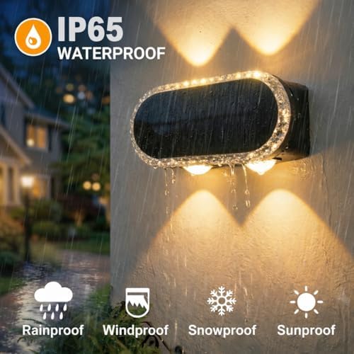 Solar Fence Lights Outdoor: 6 Pack IP65 Waterproof Wall Light Dual Up Down - Image 4