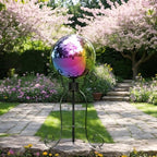 Outdoor Garden Gazing Mirror Ball: Gazing Ball, Stainless Steel Garden Mirror Globe, for Home Outdoor Pond Swimming Pool Decoration Gift, Hollow Floating Reflective Globe (Rainbow,8in) - Image 6