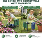 Garden Kneeler and Seat, Heavy Duty Foldable Garden Stool with Anti-Tip Outward Angled Legs, Thick Padded Kneeling Bench for Seniors, Portable Gardening Bench with Tool Bag - Image 3