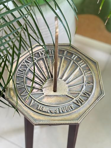 Brass Garden Sundial Classic Octagonal Home & Garden Gift Decor Outdoor Sundial - 10 Inch Birthday Gift - Image 3