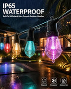 Outdoor String Lights, 50FT RGBW Color Changing Patio Lights with Remote and APP, Dimmable IP65 Waterproof Shatterproof LED Lights for Backyard Garden Party Decor - Image 3
