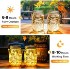 GIGALUMI Solar Mason Jar Lights, 12 Pack 30 Led String Fairy Lights - Image 5