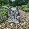 OLOMA Sitting Gargoyle Concrete Garden Statue Gothic Winged Bat Demon Sculpture Handcrafted Outdoor Fantasy Lawn Yard Decor Weather Proof Ornament Spooky Garden Art Mythical Creature Accent by OLOMA