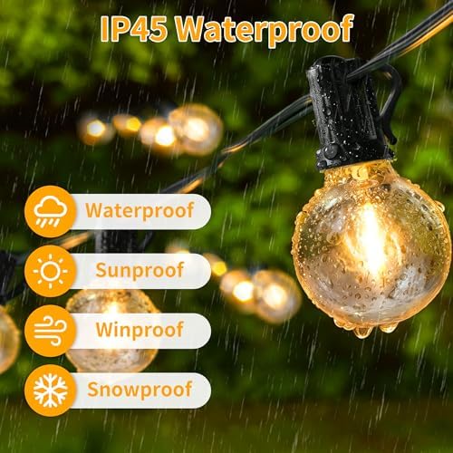 Ollny Outdoor String Lights with Remote, 110FT Plug in Patio Lights with Timer & 52 Shatterproof G40 Edison Bulbs, Waterproof Dimmable Outdoor Hanging Light for Porch, Backyard, Garden, 24V 2700K - Image 4