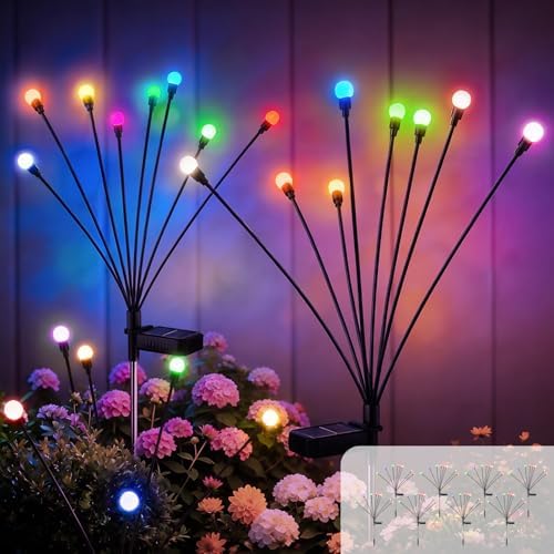 Solar Firefly Lights Outdoor Waterproof Adjustable Height, Multicolor 8Pack by Unknown