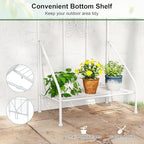 Giantex Metal Garden Trellis for Climbing Plants, 75" x 20" Outdoor Rose Trellis w/Foldable Bottom Shelf, Freestanding Plant Support for Vines, Flowers, Vegetables & Fruits, Patio Lawn Garden, White - Image 5