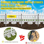 MIXC Garden Edging Border, 5" 100FT White Garden Fence with 150 Metal Stake - Image 2