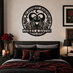 Personalized Skeleton Couple Metal Sign, Gothic Romantic Wall Art, Custom Skull Lovers Gift for Couples, Skeleton Rose Wall Sign, Metal Anniversary Wedding Decor - Image 3