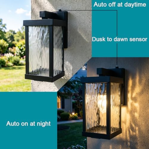 Dusk to Dawn,Outdoor Wall Lantern, Closed Bottom Matte Black, 11.5",1-Pack - Image 3