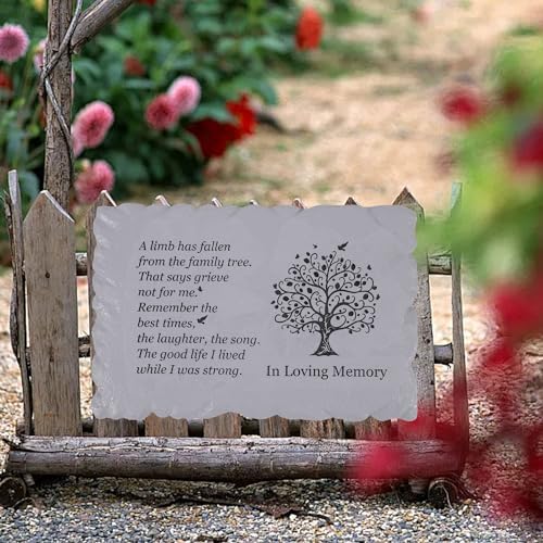 11.8 inches Long Tree of Life Song Polyresin Memorial Garden Stone, Memorial Stones for Loved Ones Outside, Memorial plaques, Sympathy Gifts for Loss of Loved one, Memorial Gifts (Grey Tree) - Image 5
