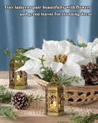 12-Pack Mini Gold Lanterns with Flickering LED Candles for Ramadan, Small Decorative Hanging Lanterns for Halloween, Christmas, Wedding, Lantern for Table Centerpiece, Garden Party Decor - Image 4