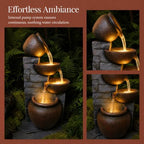 4-Tier Cascading Pot Outdoor Fountain with LED Lights - Image 5