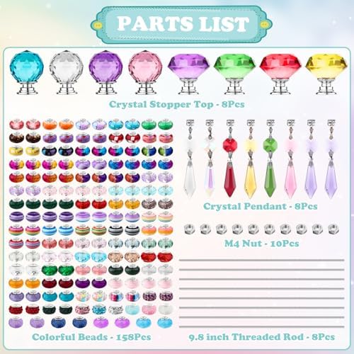 UFU 192Pcs DIY Fairy Wand Beaded Garden Stakes Kit, Decorative Garden Stakes with Colorful Crystal Pendants, Outdoor Fairy Garden Accessories, Beadable Items for Decor, Gifts & Craft (10 in) - Image 3