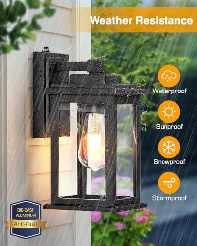 VIANIS Dusk to Dawn Outdoor Lights for House, Black Outdoor Light Fixture, Waterproof Exterior Lighting Fixtures Wall Mount, Outdoor Wall Lights for House, Garage, Garden, Porch,Hardwired, Non-Solar - Image 5