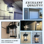 Dusk to Dawn Outdoor Wall Lantern Exterior Light Fixtures Wall Mount Porch Light with Photocell Sensor Waterproof Outside Wall Lights for House, Patio, Garage, Black with Seeded Glass - Image 2