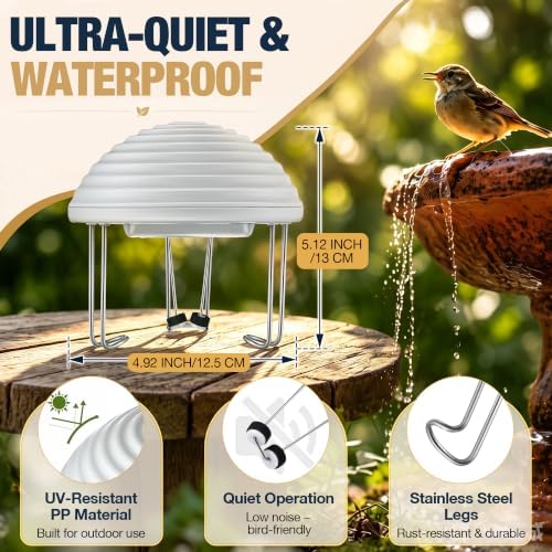 2 Pack Bird Bath Water Circulator, Battery Powered Water Agitator for Birdbath, Quiet Waterproof Bird Bath Bubbler Creates Ripples & Attracts Birds for Outdoor Patio Garden (Gray) - Image 5
