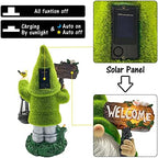 Lovinland Garden Gnome Statue Outdoor Decor Large Flocked Resin Gnome Figurine with Solar Light Holding Lantern Welcome Sign Garden Yard Decorations Dwarf Sculpture for Outside Patio Porch Lawn Decor - Image 4